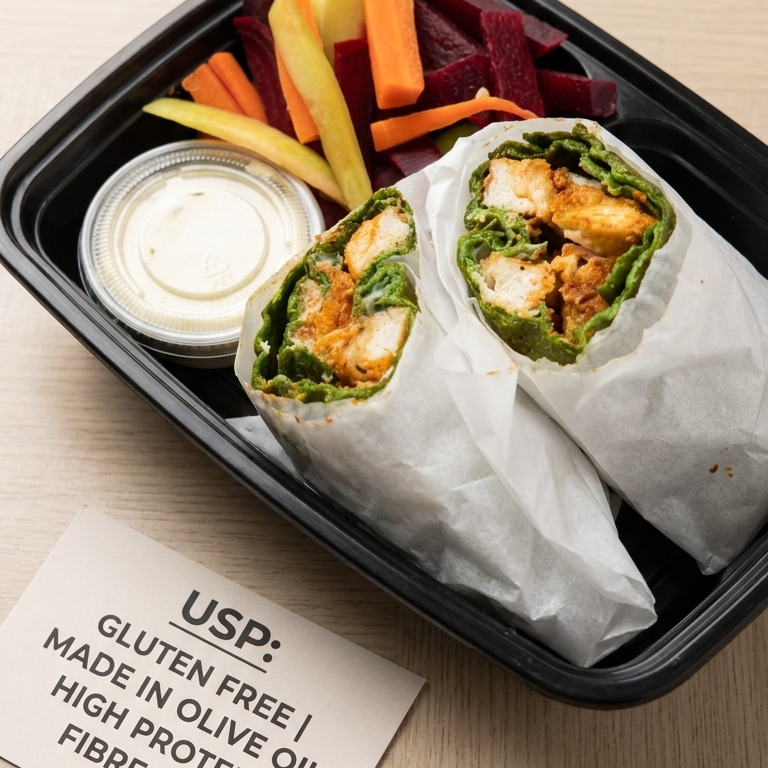 Chicken Shawarma Spinach-Oat Wrap