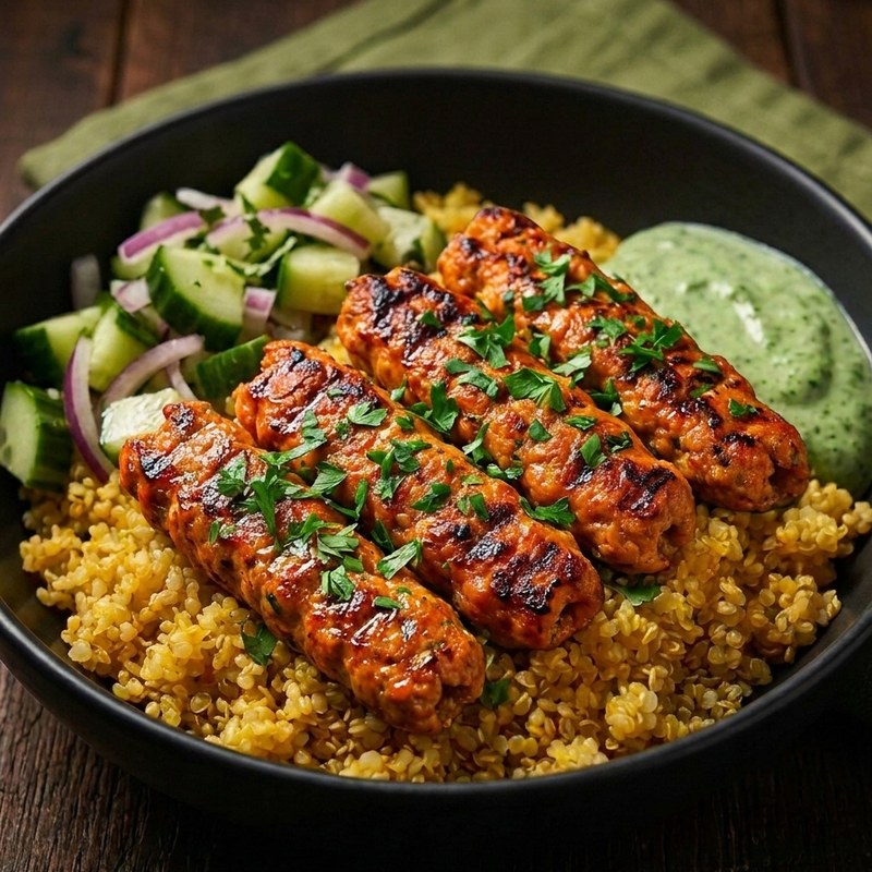 Saffron Quinoa Chicken Seekh Bowl