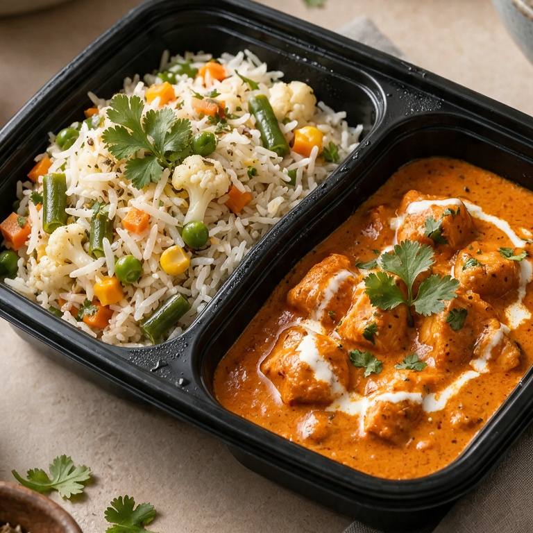 Butter Chicken with Vegetable Pulao