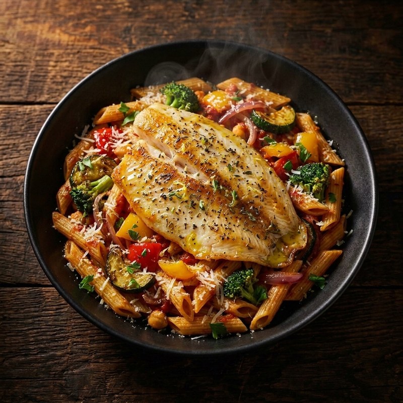 Herbed Tilapia & Chickpea Pasta Bowl